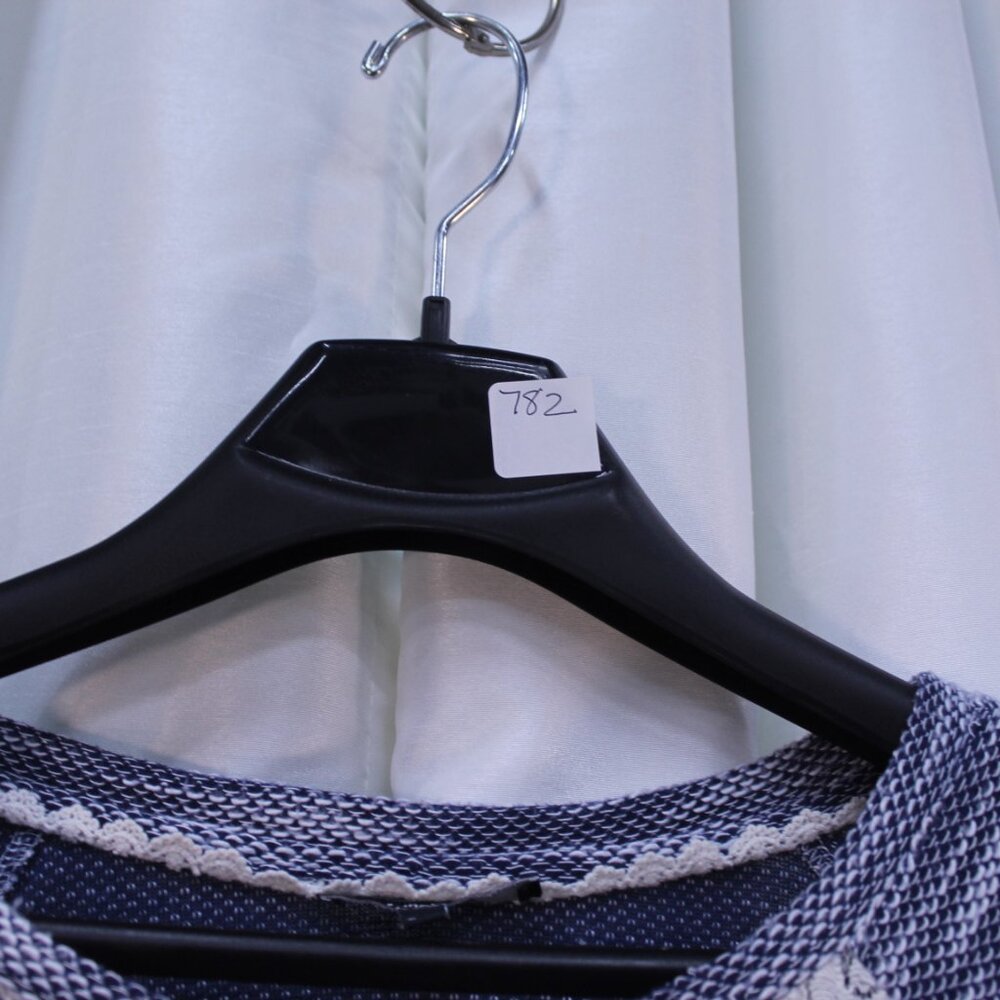 Annabelle Navy and Cream Lace Accent Blouse - Picture 3 of 10